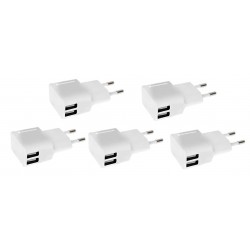 Cargador USB Conceptronic Power To Go Blanco de 2 Puertos (Pack de 5 unidades)