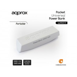 Batería Powerbank 2600 mAh Approx Pocket Universal Blanco