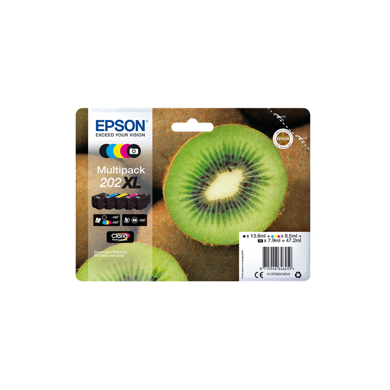 Tinta Epson 202XL Pack de los 5 Colores T02G7