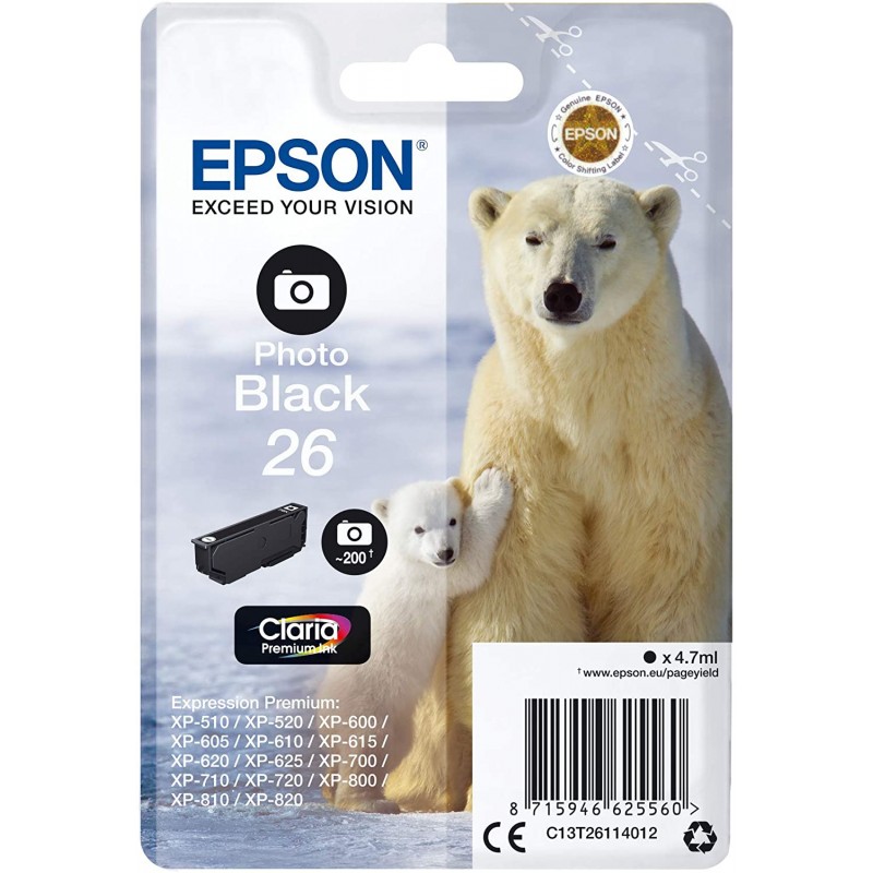 Tinta Epson 26 Negro Foto T2611