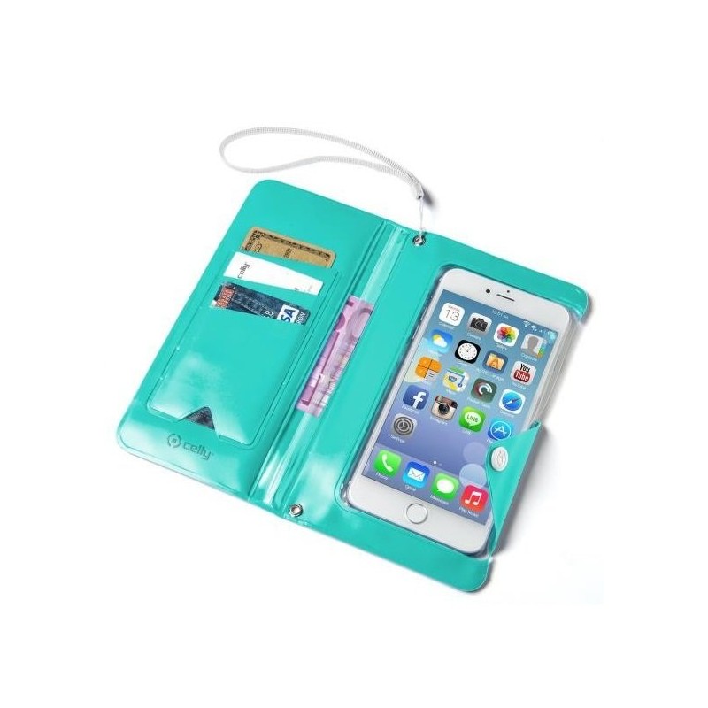 Funda para Smartphone y Billetero Celly Turquesa