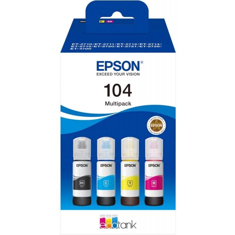 Tinta Epson 104 Pack de los 4 Colores T00P640