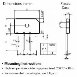 Diodo puente 1,5A 125V plano