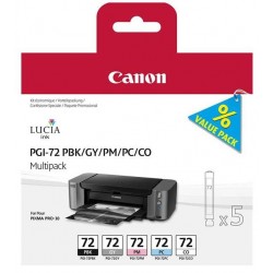 Tinta Canon 72 Pack de los 5 Colores PGI-72PBK/GY/PM/PC/CO