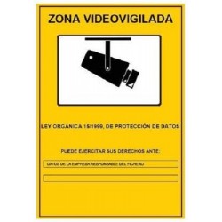 Cartel Zona Videovigilada de 21x29 cms