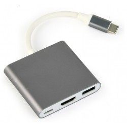 Adaptador USB-C a Multi (USB-C / HDMI / USB 3.0) Cablexpert Gris