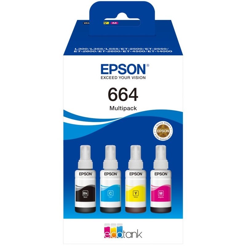Tinta Epson T664 Pack de los 4 Colores