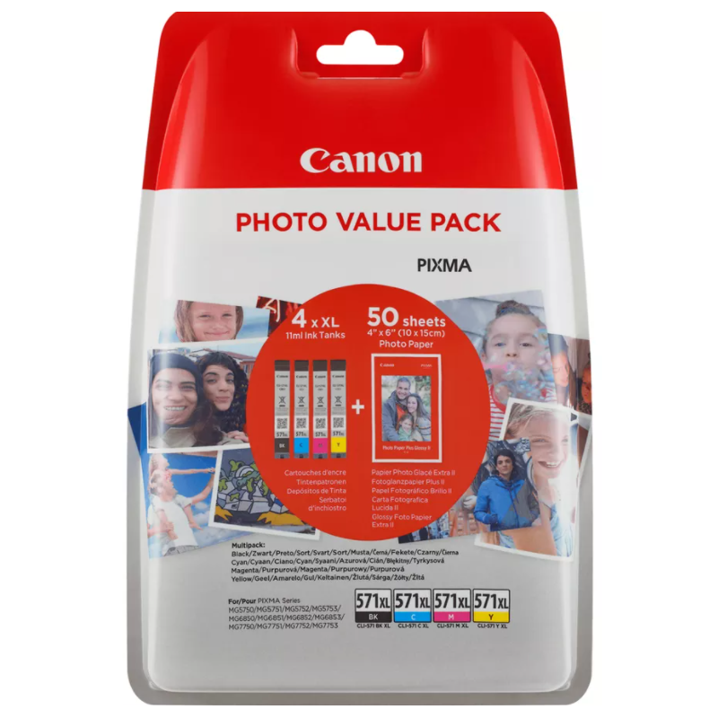 Tinta Canon 571XL Pack de los 4 Colores CLI-571XL