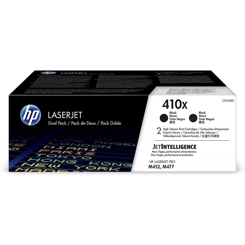 Tóner HP 410X Negro CF410XD Pack de 2 Unidades