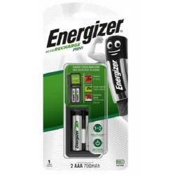 Cargador de Pilas Energizer Mini + 2HR6 2000 MaH AA / AAA con 2 Pilas AAA Recargables