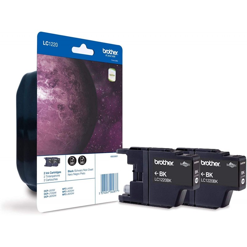 Tinta Brother LC1220BK Negro Pack de 2 Unidades