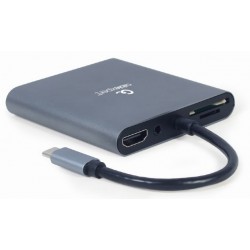 Adaptador Combinado USB-C 5 en 1 (Hub + HDMI + PD + Lector de Tarjetas + LAN) Cablexpert