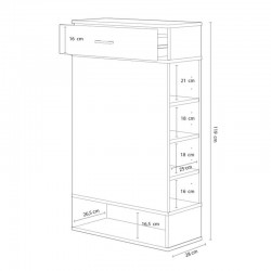 ZAPATERO CON ESTANTES Y 1 CAJÓN 119X67X28CM BLANCO/CEMENTO MOMI