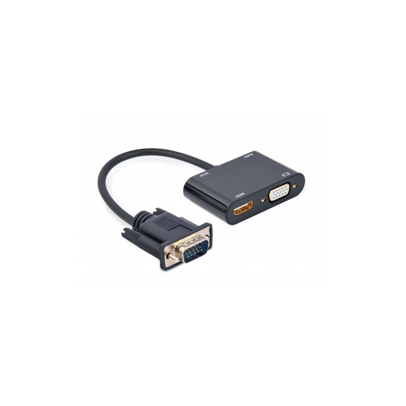 Gembird A-VGA-HDMI-02 adaptador de cable de vídeo 0,15 m HDMI + VGA (D-Sub)  VGA (D-Sub) Negro