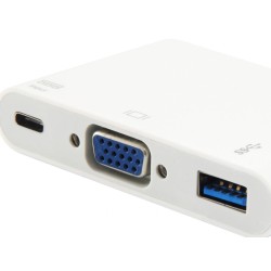 Adaptador USB-C a VGA (HD15), USB-A, USB PD de 60 W