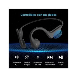 Auriculares inalámbricos deportivos Ksix Astro, Conducción ósea, Autonomía  7 h, Control táctil, Asistentes de voz, Negro