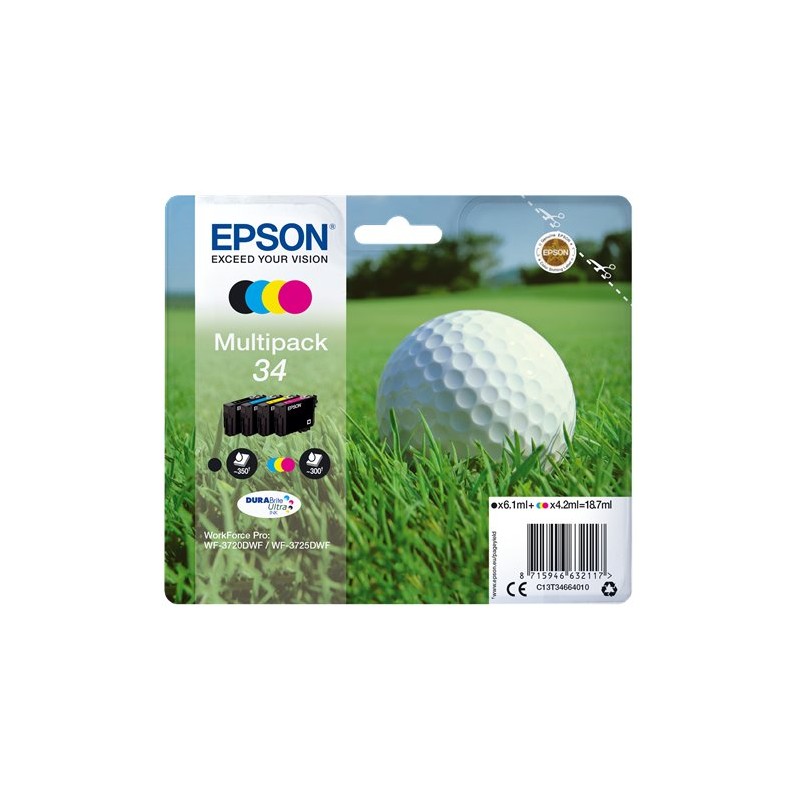 Tinta Epson 34 Pack de los 4 Colores T3466