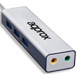 Tarjeta de Sonido USB con Hub USB 3.0 x3 Approx