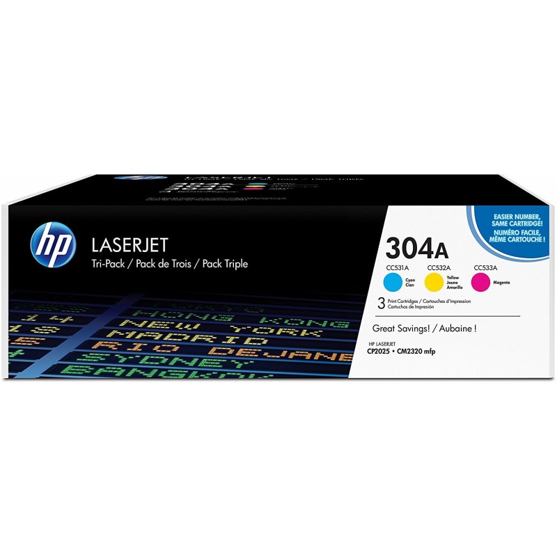 Toner HP 304A Pack de los 3 Colores CF372AM