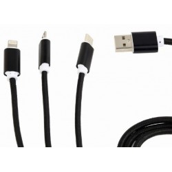 Cable USB de Carga 8pin - MicroUSB - TypeC 1m Cablexpert Negro