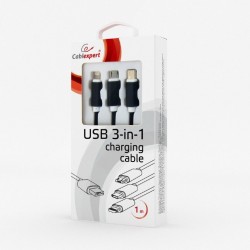 Cable USB de Carga 8pin - MicroUSB - TypeC 1m Cablexpert Negro
