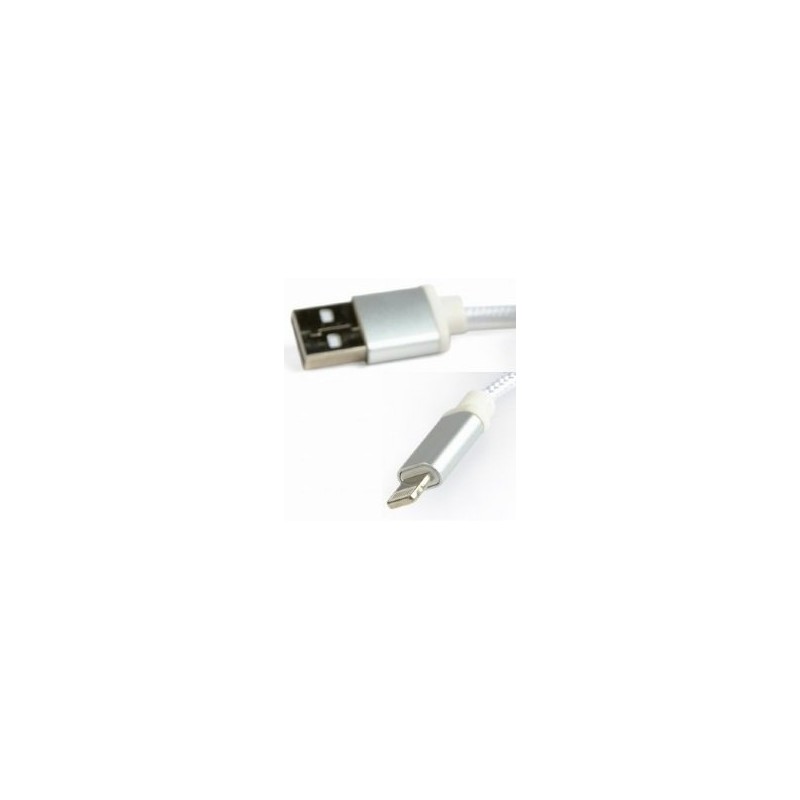 Cable USB AM - Lightning 1,8m Cablexpert Trenzado Plateado