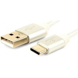 Cable USB AM - TypeC M 1,8m Cablexpert Trenzado Plateado