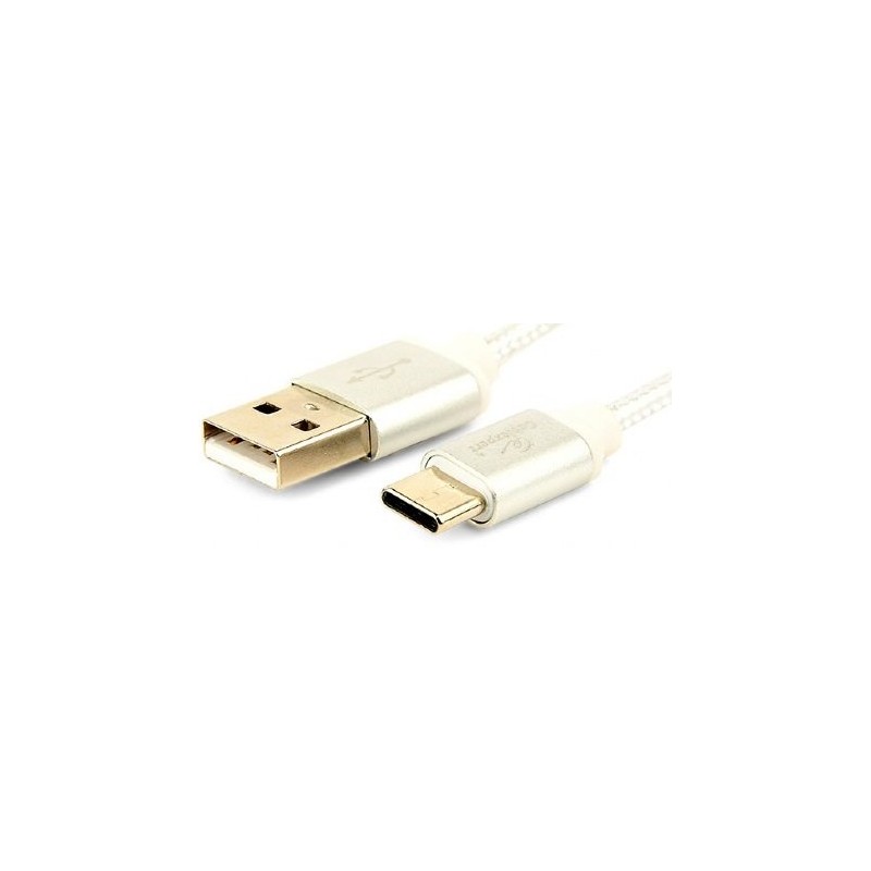 Cable USB AM - TypeC M 1,8m Cablexpert Trenzado Plateado