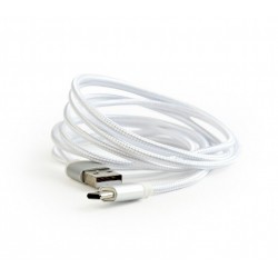 Cable USB AM - TypeC M 1,8m Cablexpert Trenzado Plateado