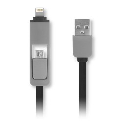 Cable USB AM - Lightning + MicroUSB BM 1m 1Life pa:2in1 flat