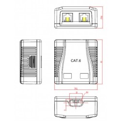 Roseta de Superficie RJ45 UTP Cat.6 Cablexpert Doble