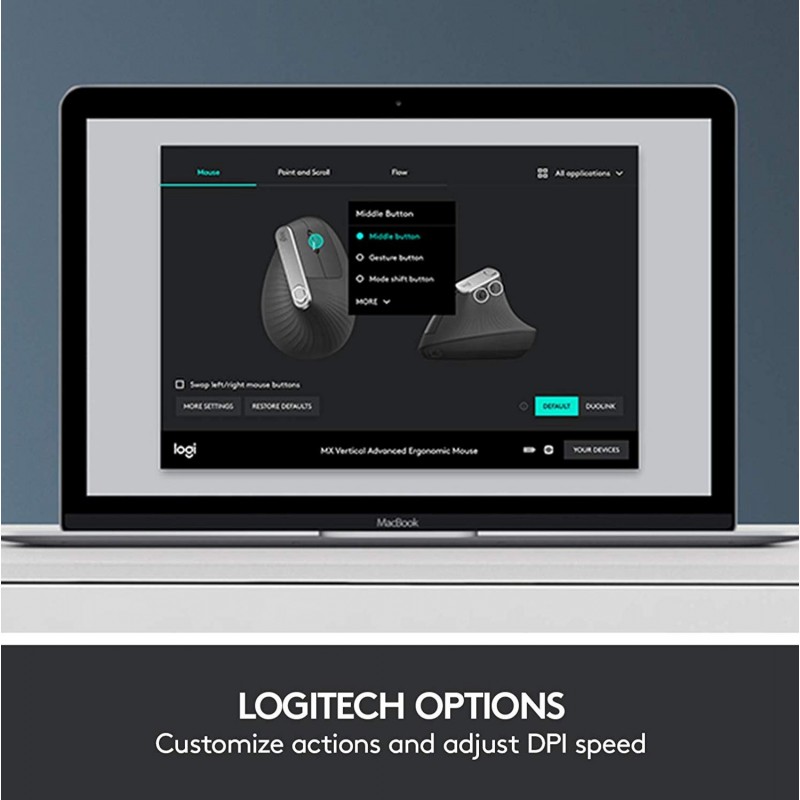 Ratón Bluetooth Logitech Ergonómico MX Vertical