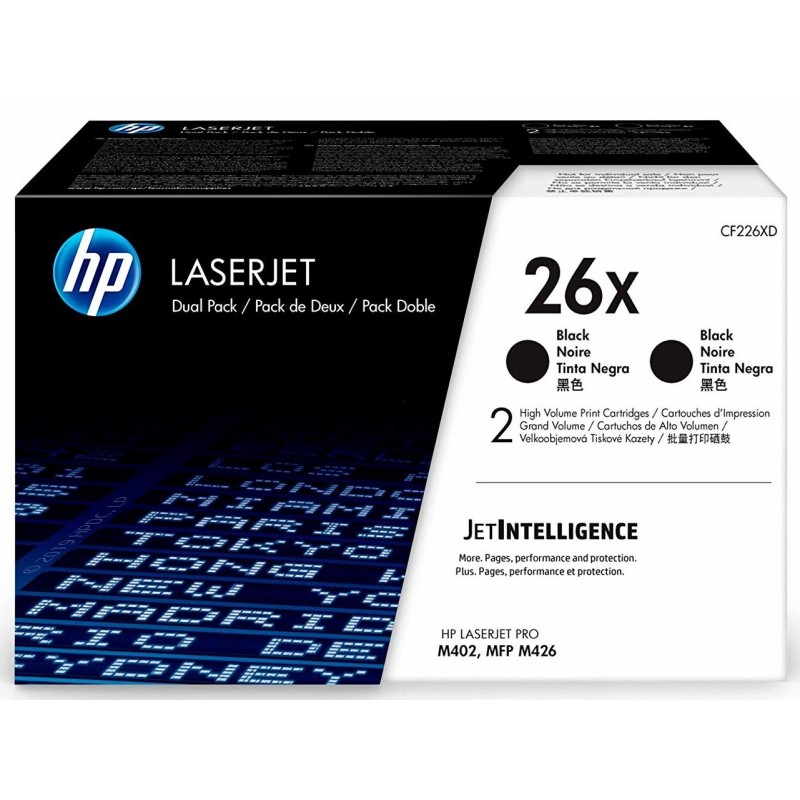 Toner HP 26X Negro CF226XD Pack de 2 Uds