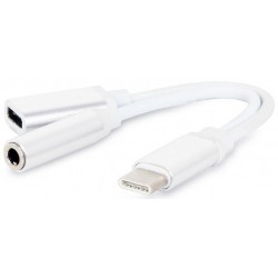 Cable USB TypeC M / Jack 3,5mm H y USB TypeC H Cablexpert Blanco
