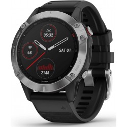 Smartwatch Garmin Fénix 6 47mm Plata/Negro con Correa Negra